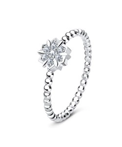 Flower Silver Ring with CZ Stones NSR-2955